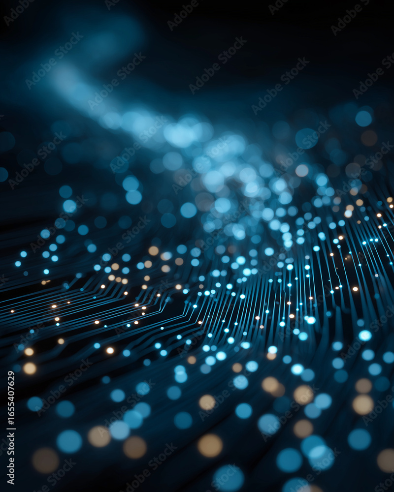Poster digital data stream: an abstract composition captures the intricate beauty of a digital data stream,