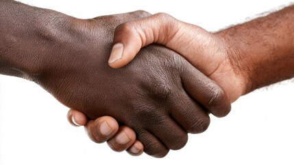Fototapeta premium Professional Black Men Handshake Isolated on White Background
