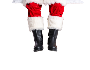 Santa Stuck in Chimney with Boots Showing, Top-Down Angle, Transparent PNG