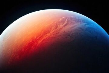 Vibrant cosmic sphere with swirling colors against a dark background