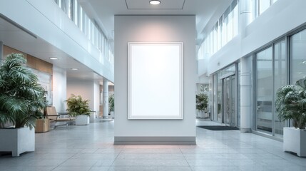 Obraz premium Stunning photo of mockup poster on wall in hospital corridor. Empty white A4 paper for text, ad, presentation, advertising, marketing. Medical center clinic.