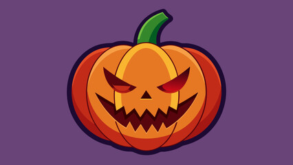 Fototapeta premium Scary halloween jack o lantern with glowing red eyes and jagged smile