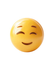 Fototapeta premium 3D Render Of A Smiling Yellow Emoji With Closed Eyes On Transparent Background, PNG