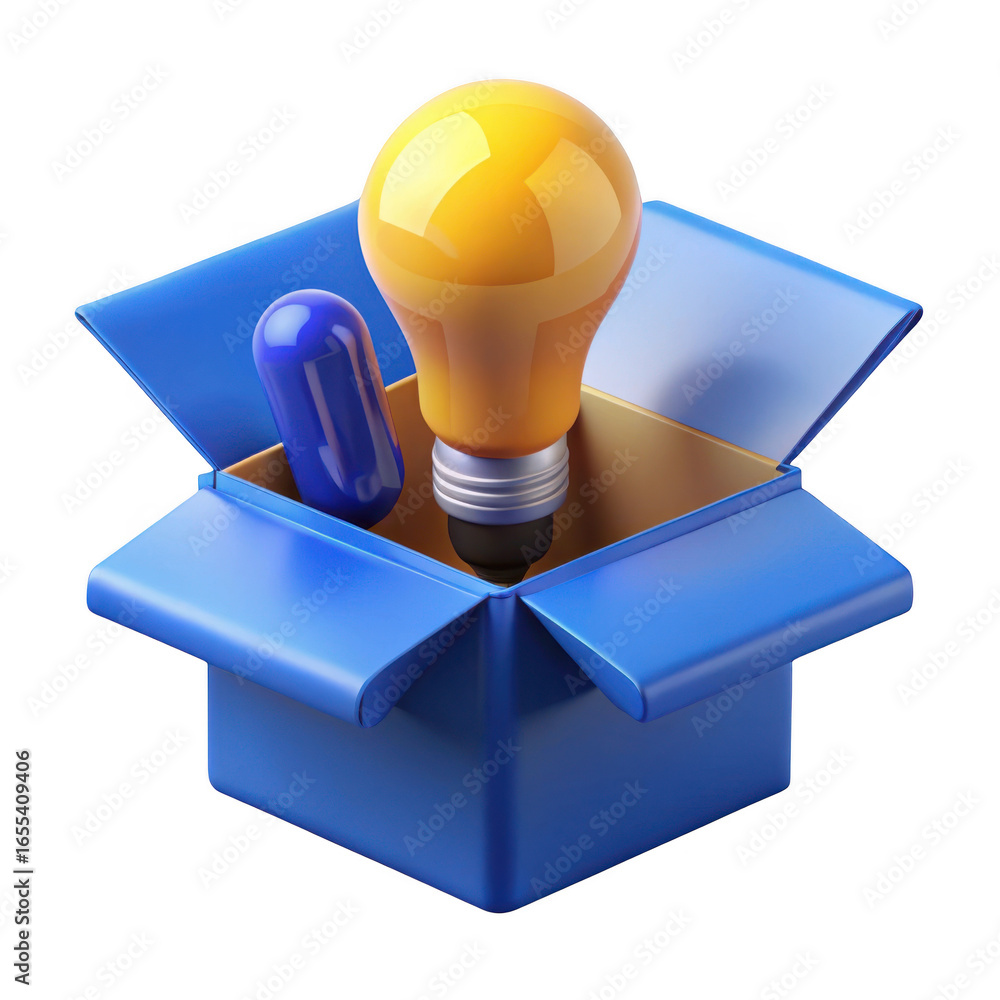 Aufkleber 3d lightbulb and screwdriver in open box isolated on transparent background