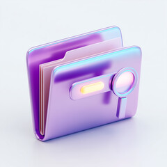 Purple folder icon with magnifying glass searching files