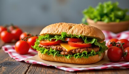 Fresh Salad and Bread Checkered Cloth Affordable Closeup