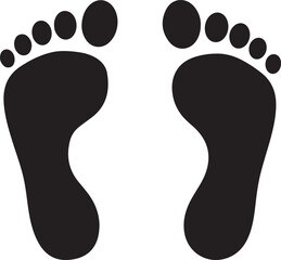 Footprints silhouette illustration in black and white