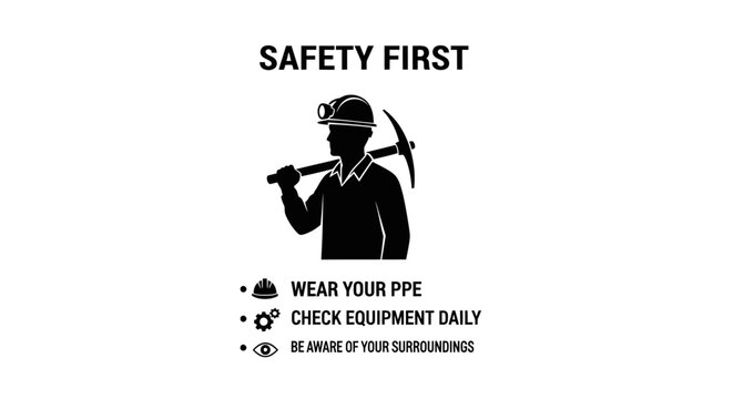 safety first mining industry workplace safety poster prevent accidents protect workers ensure compliance
