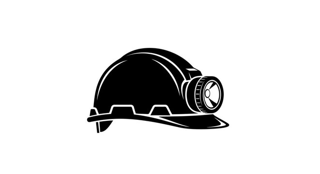 hard hat with headlamp safety icon for construction mining and industrial websites logos and branding