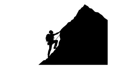 conquer your challenges silhouette of a determined climber ascending a rugged mountain peak representing perseverance success and the pursuit of goals