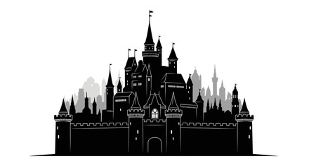 majestic castle silhouette perfect for fairytale fantasy and medieval designs enhancing childrens books game interfaces and branding projects