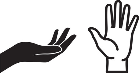 Black and White Hand Gestures, Vector Illustration