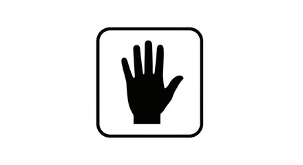 Obraz premium stop sign black hand silhouette in square frame universal halt symbol for safety warning or prohibition in presentations websites and applications