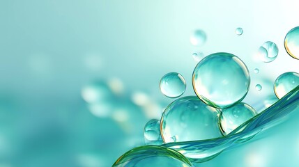 Abstract teal liquid spheres background
