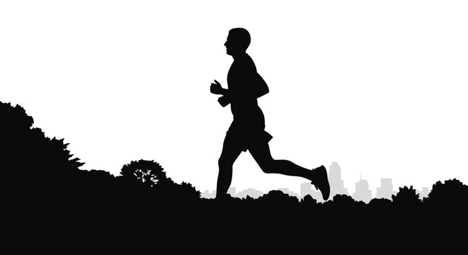 silhouette of a runner achieving fitness goals urban jogging health and active lifestyle concept image for websites blogs and fitness marketing materials