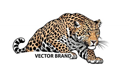 Leopard Illustration with Vector Style and Realistic Colors for Wildlife or Animal Design