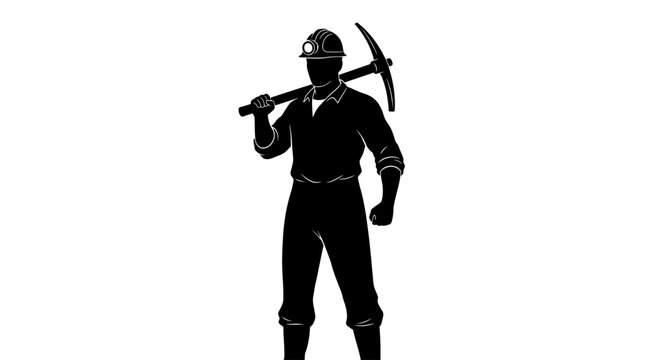 strong silhouette of a coal miner perfect for mining industry labor and hard work concepts websites and presentations