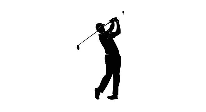 powerful golf swing silhouette perfect for sports websites marketing materials and golfing instruction manuals