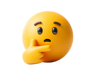Fototapeta premium 3D Thinking Emoji With Hand On Chin Against Transparent Background, PNG