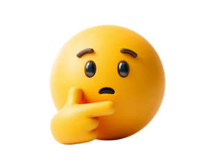 3D Thinking Emoji With Hand On Chin Against Transparent Background, PNG