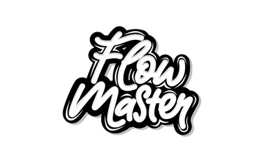 Lettering black and white lettering spells out flow master for a dynamic artistic 