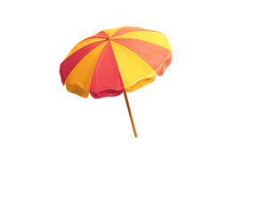Obraz premium 3D rendering of a Yellow and Red Beach Umbrella Isolated on Transparent Background, PNG