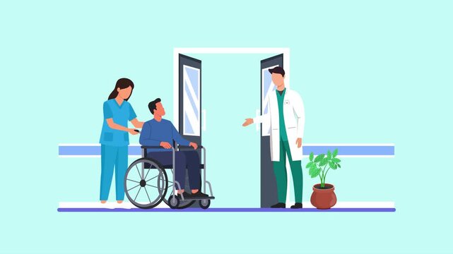 Inclusive Healthcare concept. Full length animation illustration. High quality&nbsp;4k&nbsp;footage