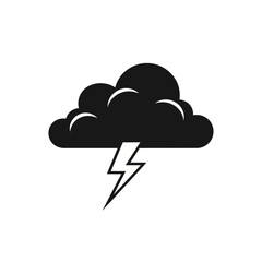 Storm cloud with lightning bolt flat vector icon representing weather thunderstorm natural power and climate illustration