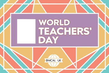 World Teachers Day celebration with colorful geometric background and globe logo event