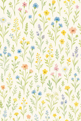Pastel wildflowers watercolor style natural pattern design