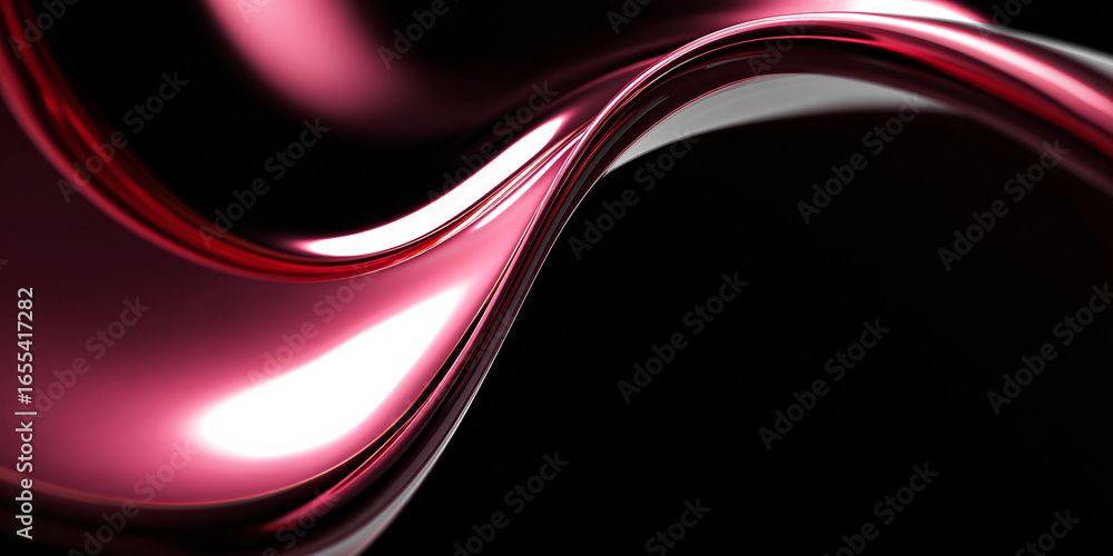 Canvas Prints abstract dark background with wave of liquid glass of red color. wavy illustration with smooth textu