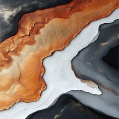 Obraz premium Abstract painting featuring layers of copper, gray, and white.