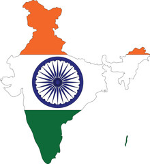 India Map With Flag Fill
