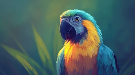 Colorful macaw portrait in artistic style