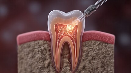 Endodontic root canal treatment process. Medically accurate tooth 3D illustration.