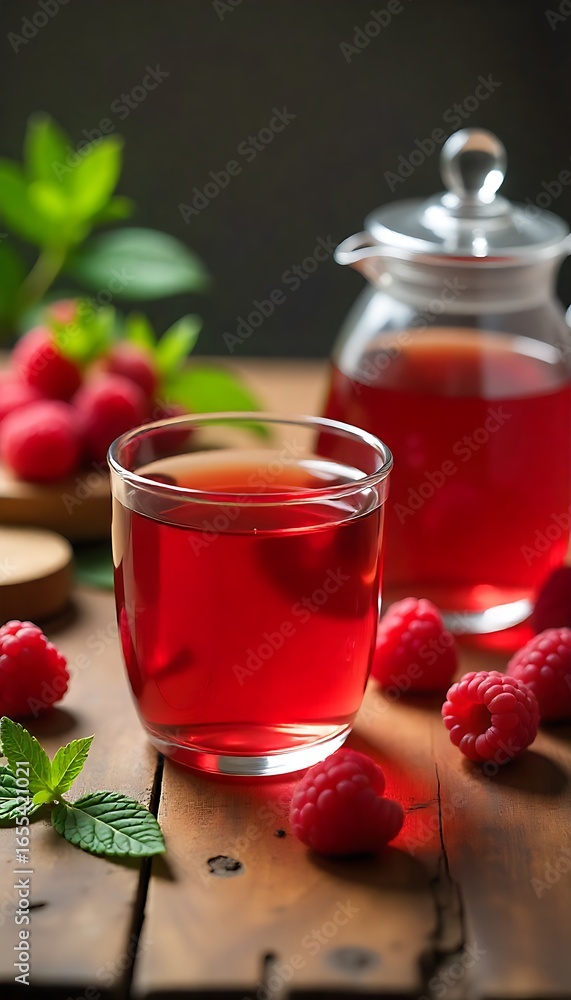 Poster generative ai raspberry brew still life composition.