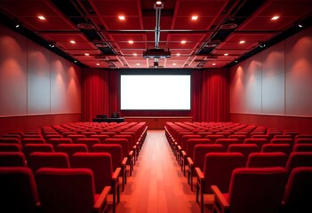 Fototapeta premium Generative AI: Red Auditorium for Presentation