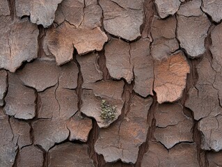 Fototapeta premium Textured tree bark pattern with natural brown tones.