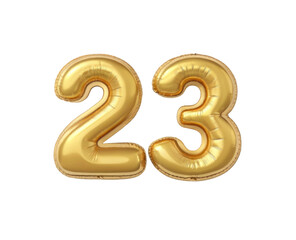 Golden Balloon Numbers Twenty Three for Celebration Event or Festive Decoration
