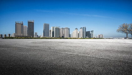 Modern City Skyline with Clear Blue Sky and Urban Landscape