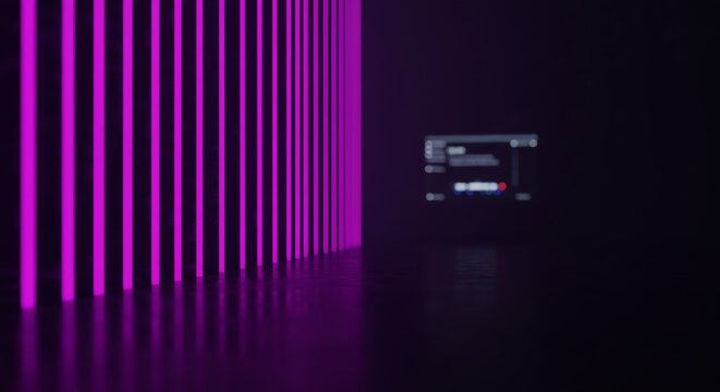 Purple light strips in dark room