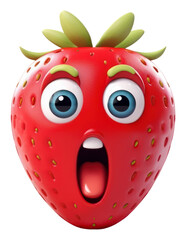 Obraz premium PNG Strawberry face cartoon fruit.