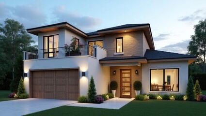 Two-story home with a modern exterior design.
