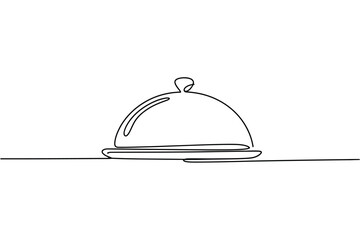 Minimalist single line drawing of a covered serving dish