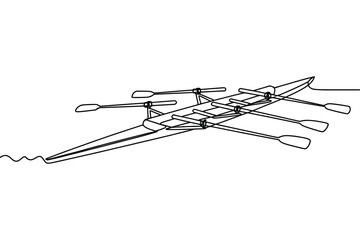 Fototapeta premium Outline of a racing shell with oars on white background