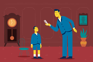 Father Combing Son Hair