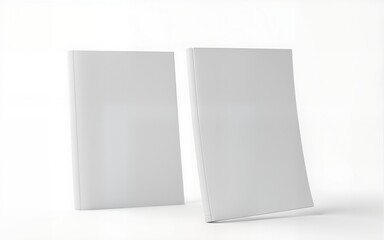 Two floating magazine covers Mockup on white background with soft shadows. 3D rendering. High quality