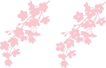 しだれ桜のシルエットイラスト