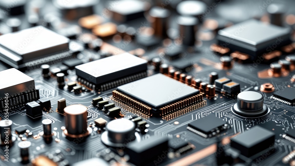 Poster close-up view of a complex circuit board.