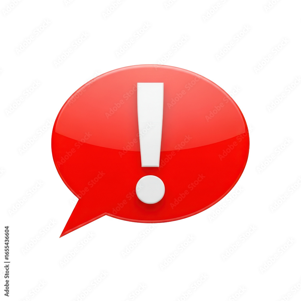 Poster 3d exclamation mark in a speech bubble isolated on transparent background